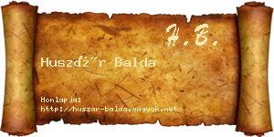 Huszár Balda névjegykártya